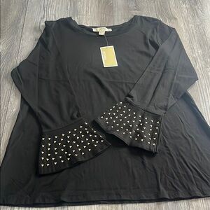 MICHAEL Michael Kors Black Embellished Cuffed Sleeve Blouse
